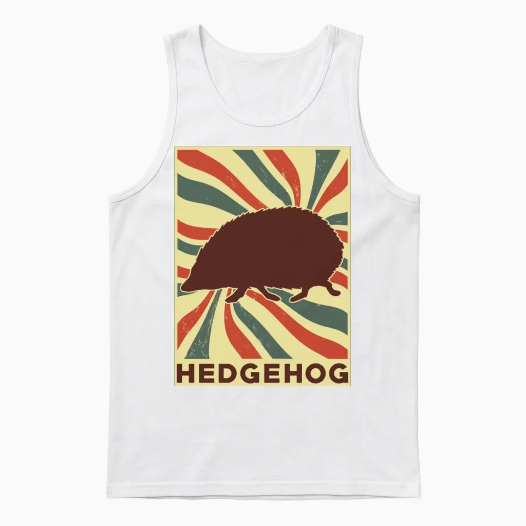 Hedgehog Retro Vintage Unisex Tank Top in White