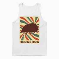 Hedgehog Retro Vintage Unisex Tank Top in White - 1