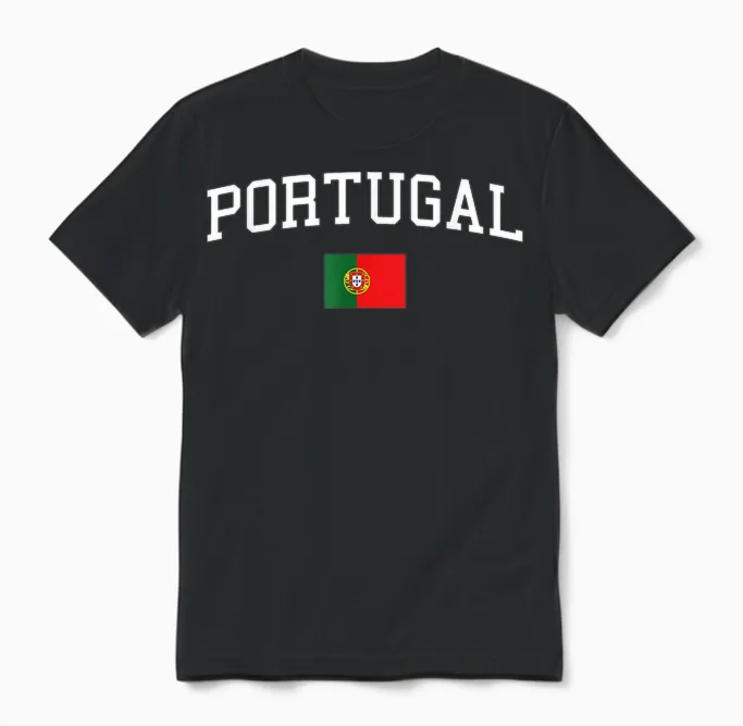 Drapeau Portugais Hommes Femmes Enfants Portugal Unisex T-Shirt in Black