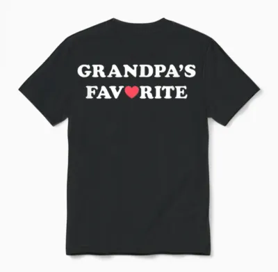 Grandpa's Favorite T-Shirt (grandpa, with Red Heart) Unisex T-Shirt - Black