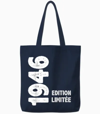1946 79 Years Man Woman Birthday Gift Man 1946 T-Shirt, Black, S Tote Bags - Navy