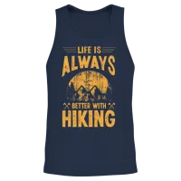 Life Is Always Better with Hiking Unisex Tank Top - Navy – 2