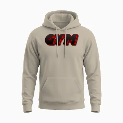 Bold Gym Text in Red and Black Unisex Hoodie - Sand