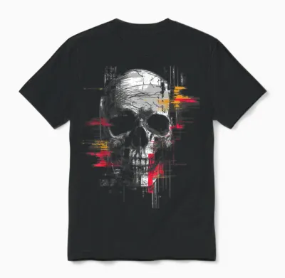 Skull Drawing Art Painting Graphic Motif Skull T-Shirt, Black Unisex T-Shirt - Black