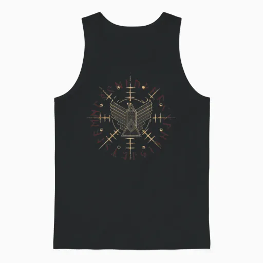Helm of Awe Eagle Moon Phase Unisex Tank Top in Black