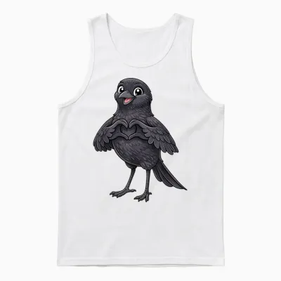 Rabe Mit Herz | Süße Krähe Mit Herzsymbol Unisex Tank Top - White