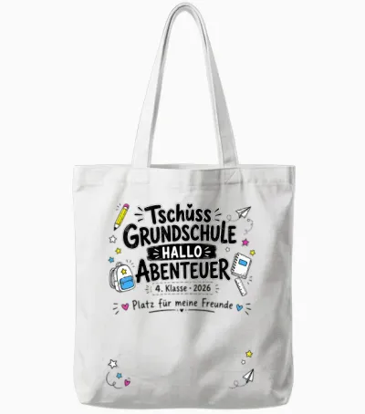 Abschiedsgeschenk Grundschule 4. Klasse Unterschriften Tote Bags - White