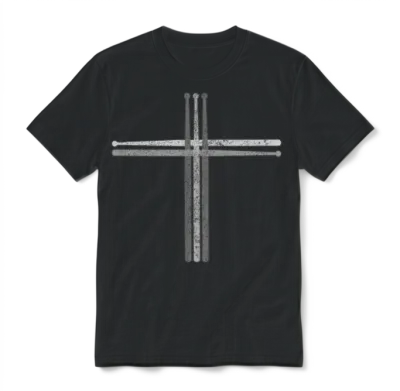 Drumsticks Cross - Christian Drummer Gift Unisex T-Shirt - Black
