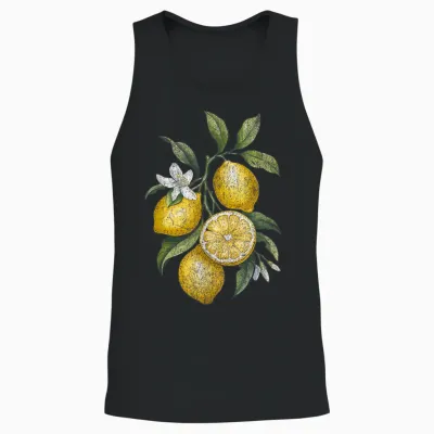 Citrus Vibes Vintage Lemon Unisex Tank Top - Black