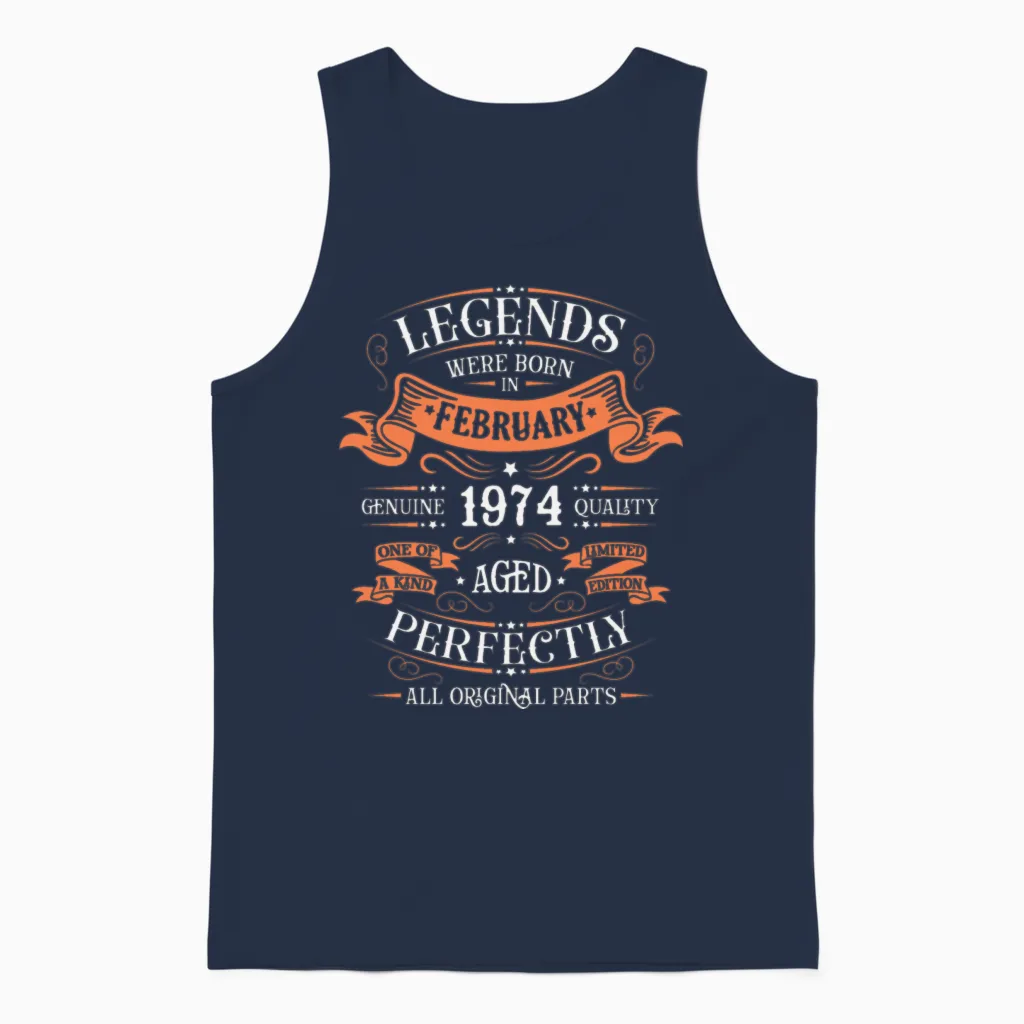February 1974| February 1974 Anniversary 1974 Unisex Tank Top in Navy