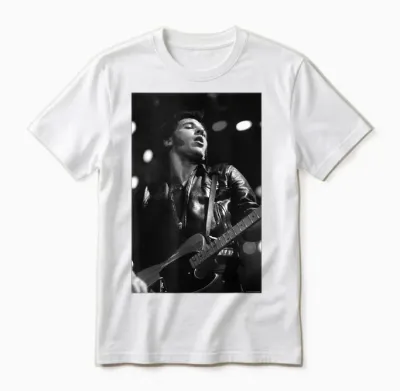 Bruce Springsteen Live at Wembley by Simon Fowler T-Shirt, Black, S Unisex T-Shirt - White