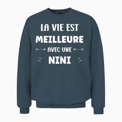Humor Quote Nini Life Is Better with Nini T-Shirt, Black, Female X-Small Unisex Sweatshirt - Dark Heather