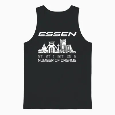 Gps Koordinaten Und Skylines Deutscher Traumstädte Unisex Erwachsene T-Shirt Schwarz Kurzarm S Stadt Essen Skyline Koordinaten Ruhrpott Ruhrgebiet Stadt Essen Unisex Tank Top - Black