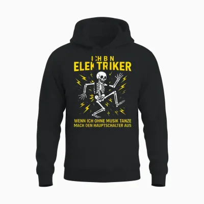 Men's T-Shirt with German Text "ich Bin Elektriker" [german Langu Unisex Hoodie - Black