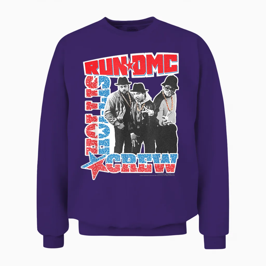 Offizielles Run Dmc Hollis Crew Hip Hop Klassik Retro Band Unisex Sweatshirt in Purple
