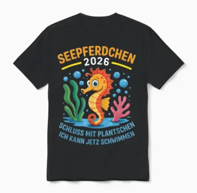 Seepferdchen 2026 Ich Kann Schwimmen - Kleine Schwimmer Unisex T-Shirt - Black