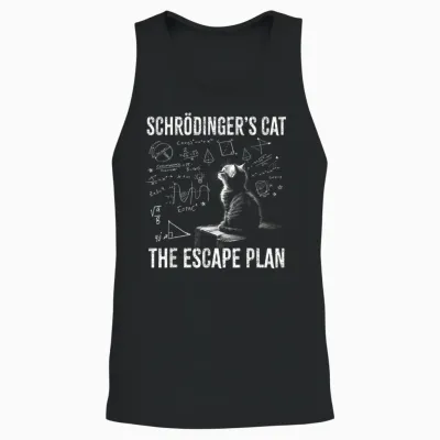 Schrödinger's Cat the Escape Plan Funny Scientist & Teacher T-Shirt, Black, S Unisex Tank Top - Black