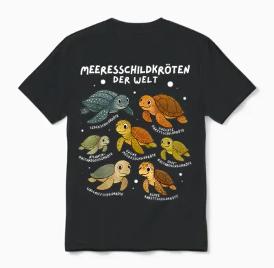 Meeresschildkröten Der Welt Niedliches Schildkröte Turtle Unisex T-Shirt - Black