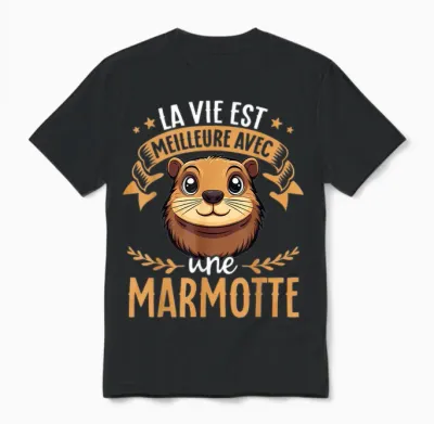 Je M'en Fous Je Suis Une Marmot - Sweet Marmot T-Shirt, Black, S Unisex T-Shirt - Black