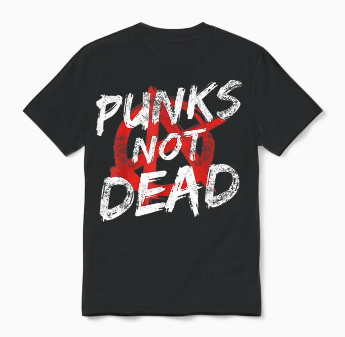 Punk Rock Pogo Anarchy Outfit for Punks + Punk Rocker Punk T-Shirt, Black Unisex T-Shirt in Black