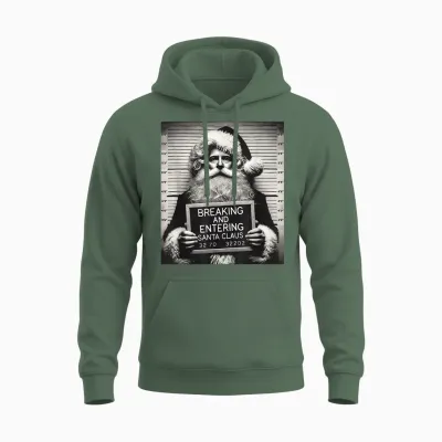 Santa Mugshot Funny Christmas Santa Xmas Unisex Hoodie - Military Green