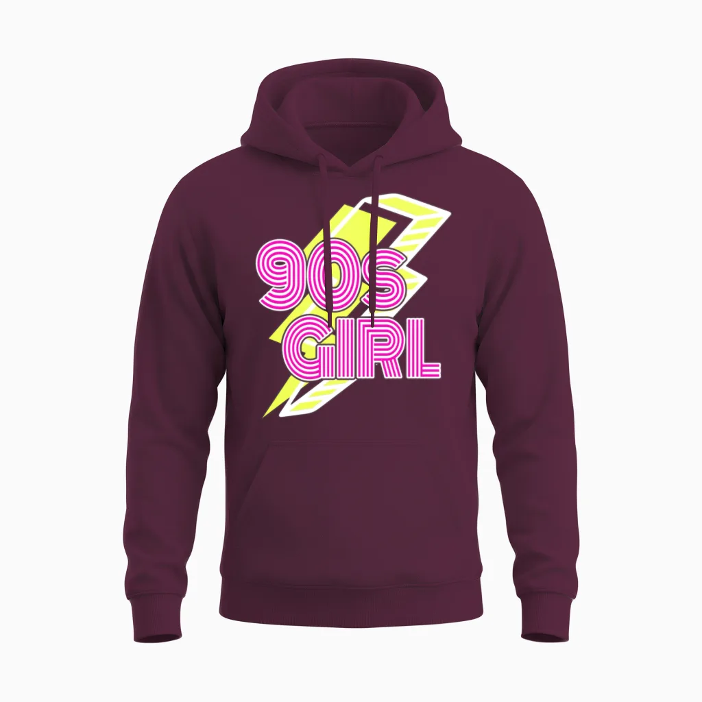 90s Girl Retro Vintage Unisex Hoodie - Maroon