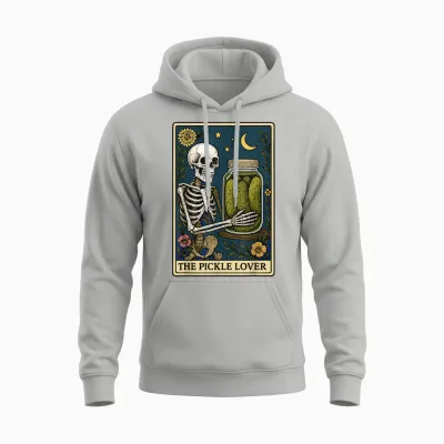 The Pickle Lover Tarot Card Unisex Hoodie - Ash