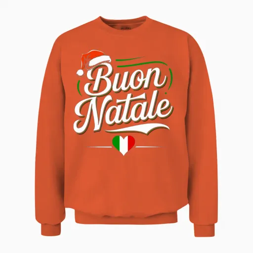 Buon Natale Italian Xmas Christmas Gift Unisex Sweatshirt in Orange