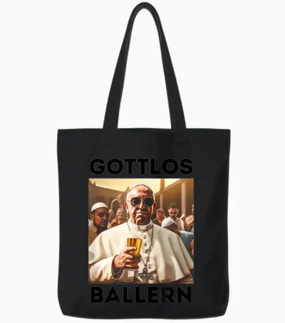 Gottlos Ballern Funny Pope Francis Five Beer Tote Bags - Black