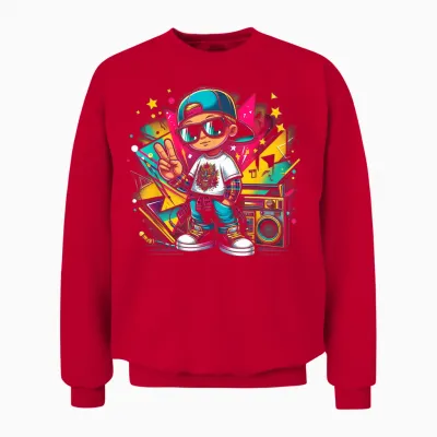Hip Hop Guy Graffiti Künstler Streetwear Rap Breakdance Mode Unisex Sweatshirt - Red