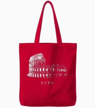 Rome Colosseum Vintage Skyline Italy Fan Love Roma Tote Bags - Red