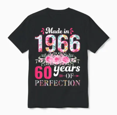 Made in 1966 Vintage 60th Anniversary 60th Birthday Gift Woman Unisex T-Shirt - Black