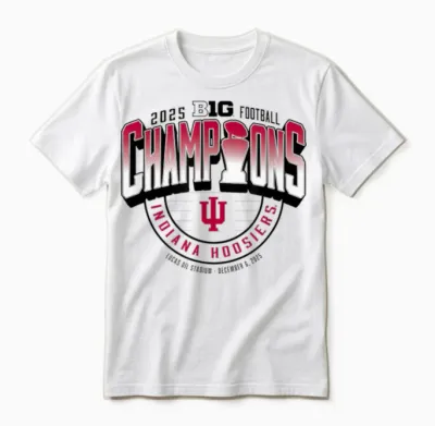 Indiana Hoosiers Big Ten Champs 2025 Football Locker Room Unisex T-Shirt - White