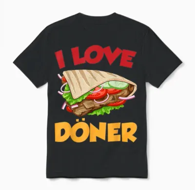 Ich Liebe Döner Kebab Fleisch Döner T-Shirt, Black Unisex T-Shirt - Black