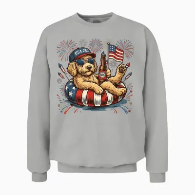 Goldendoodle Patriotic Golden Doodle 4th of July 250 Years Unisex Sweatshirt - Ash