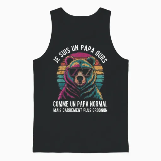 Je Suis Un Papa Ours Comme Un Papa Normal Mais Plus Grognon T-Shirt, Black, S Unisex Tank Top in Black