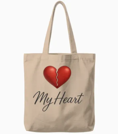 My Heart – Realistic Broken Heart Design Tote Bags - Natural