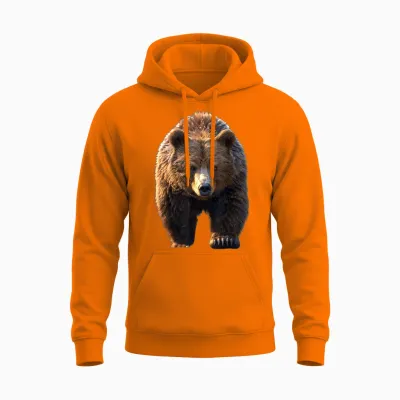 Lustige Braunbären Für Alle Grizzlybär Liebhaber Braunbär Grizzly Bär Bärenbrüder Wald Wilde Braun Bären T-Shirt Schwarz Klein Klassisch Crew Halbarm Polyester 100% Eu S Unisex Erwachsene Und Kinder Unisex Hoodie - Safety Orange