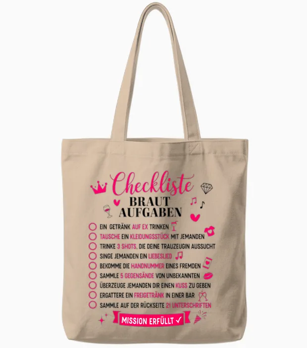 Checkliste Braut Aufgaben Junggesellenabschied Frauen Jga Tote Bags in Natural