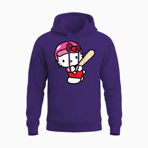 Hello Kitty Baseball Player Unisex Hoodie - Purple