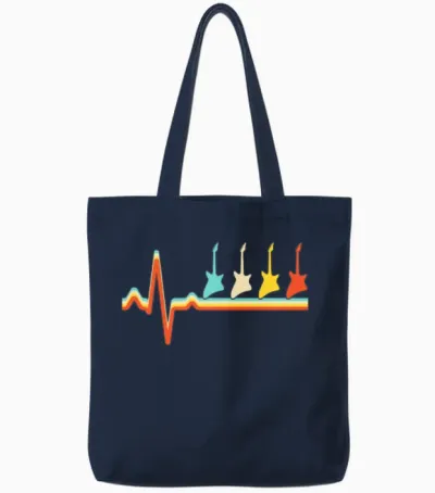 Rock Retro Heartbeat Tote Bags - Navy