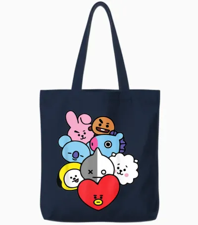 Cool K-Pop Cute Love Symbol K-Drama Korean Pop Music Fans Tote Bags - Navy