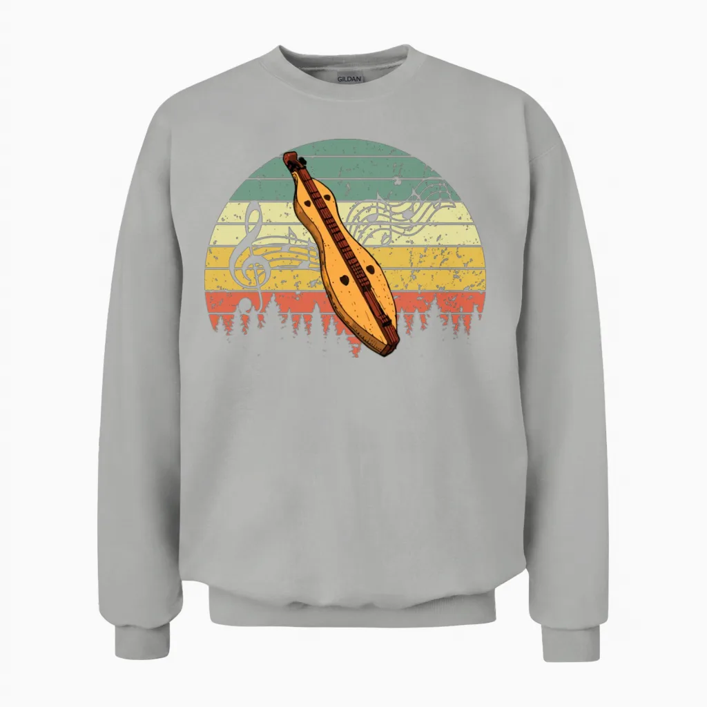 Retro Dulcimer Vintage Look Unisex Sweatshirt in Ash