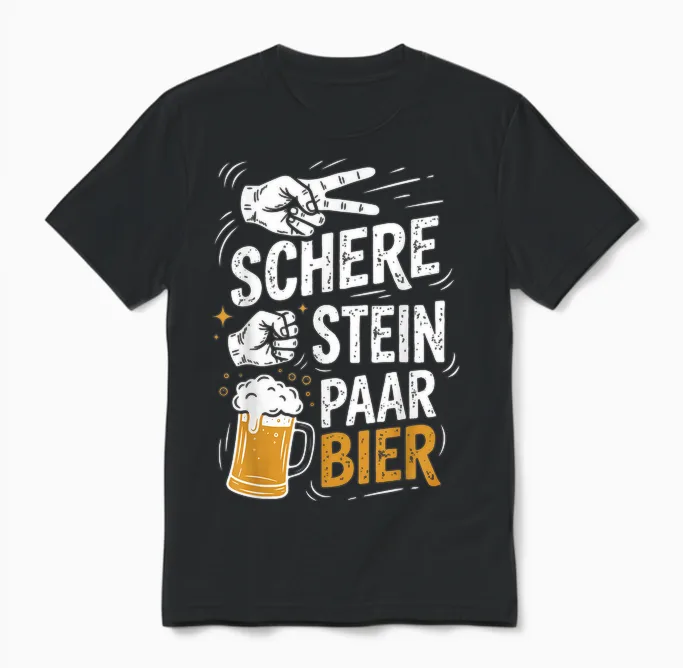 Schere Stein Paar Bier Lustiges Bier Humor Party Beer Unisex T-Shirt in Black