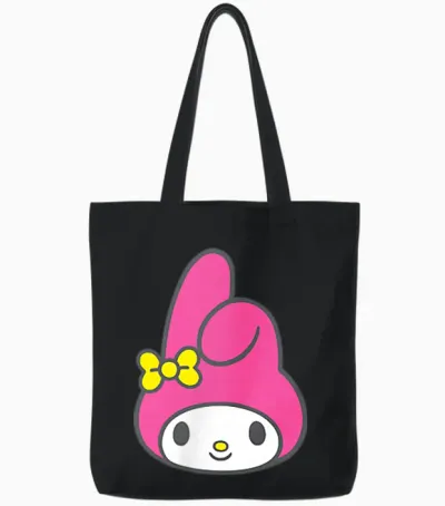 My Melody Front and Back Logo Tote Bags - Black