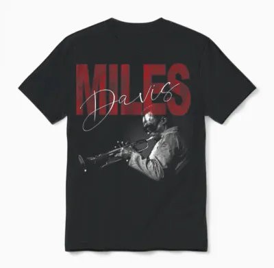 Offiziell Miles Davis Distressed Photo Jazz Legend Unisex T-Shirt - Black