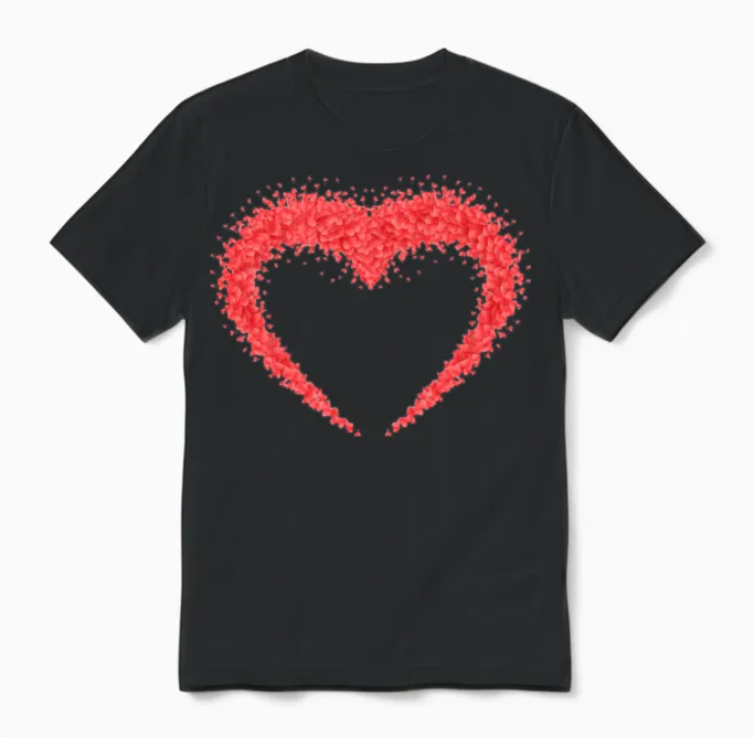 Cute Heart Unisex T-Shirt in Black
