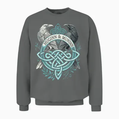 Odins Eyes Viking Raven Huginn & Muninn Ravens German T-Shirt, Black, S Unisex Sweatshirt - Graphite Heather
