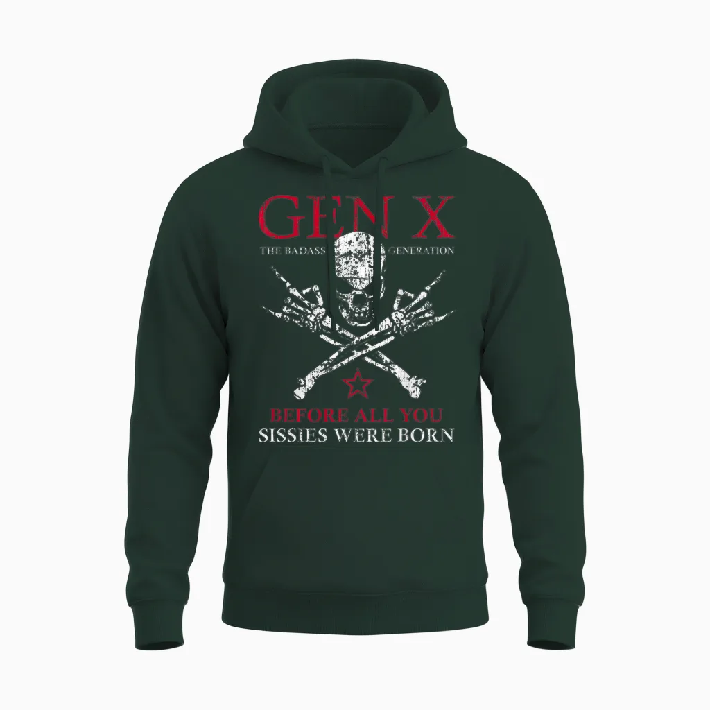 X Generation Before All You Sissie Were Born Skull Rock Hand Unisex Hoodie in Forest