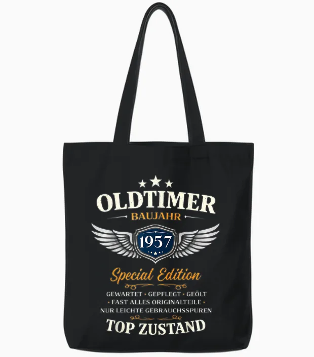 69. Geburtstag Geschenk Mann Frau Vintage Oldtimer 1957 Tote Bags in Black